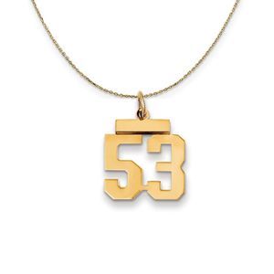 14k Yellow Gold, Athletic, Sm Polished Number 53 Necklace - 16 Inch